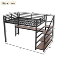 thumbnail image 5 of Queen Size Bed Frames Queen Loft Bed with Desk and Storage Stairs, Metal Loft Beds with LED Lights, USB Ports, Multifunctional Iron Nets, No Spring Box Needed and Noise-free, Black,Adjustable Bed Bas, 5 of 18