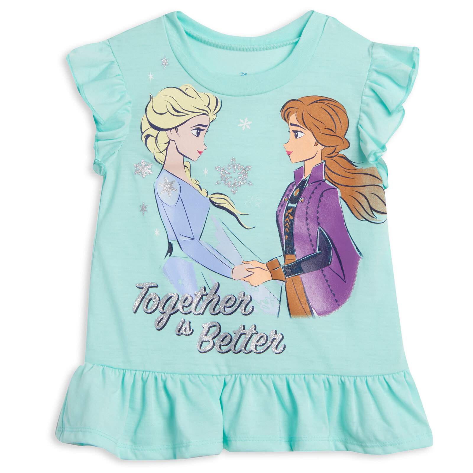 Disney Frozen Elsa Princess Anna Toddler Girls Peplum T-Shirt Shorts and Scrunchie 3 Piece Outfit Set Toddler to Little Kid - image 3 of 5