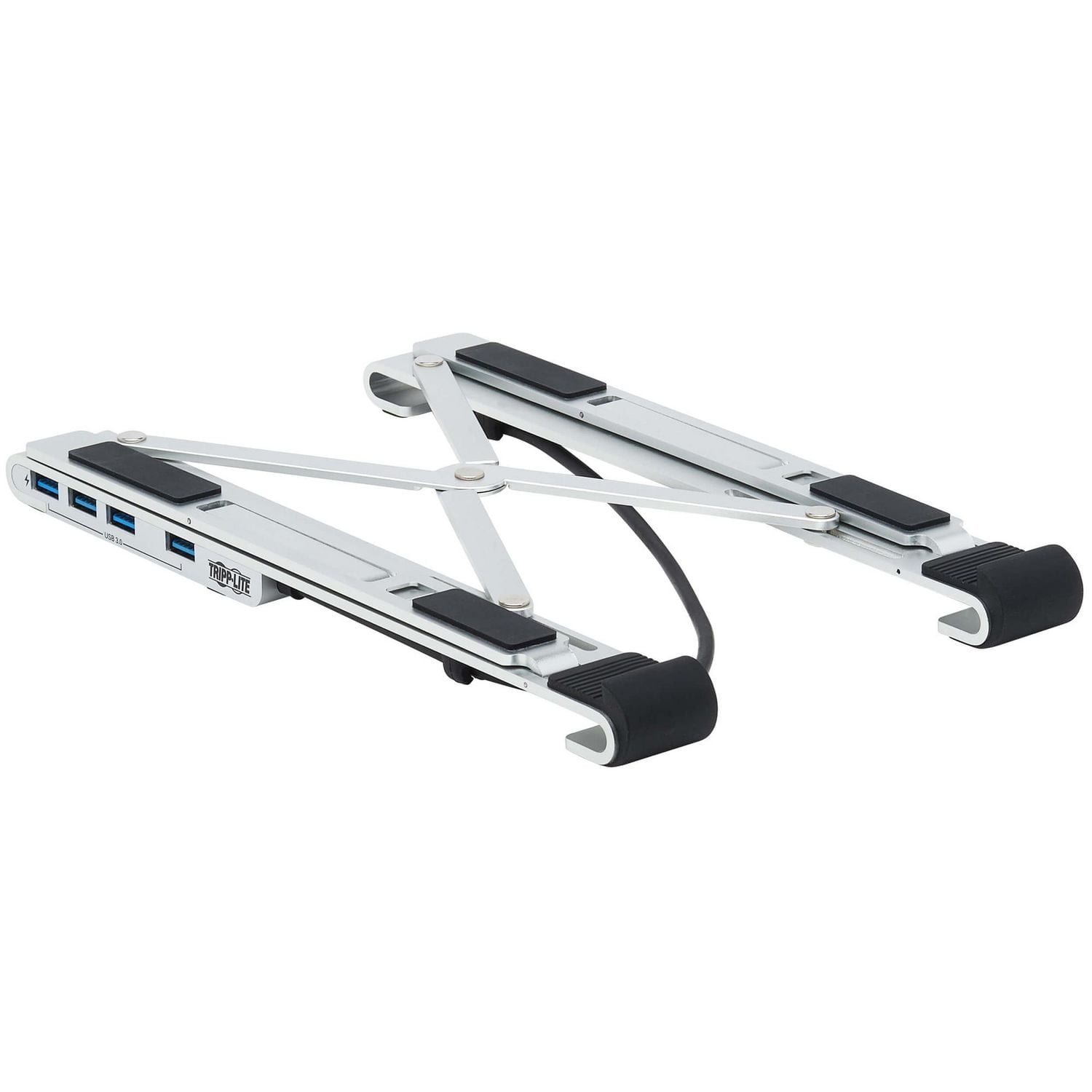 Tripp Lite Laptop Stand with 4-Port USB 3.2 Hub, 4x USB-a, Thunderbolt 3, PD Charging, Silver