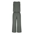 thumbnail image 6 of qolati Womens 2 Piece Outfits Summer Sleeveless Tank Crop Top Capri Wide Leg Pants Cotton Linen Set Matching Lounge Set Tracksuit with Pockets, 6 of 8