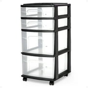 Open Box Homz Plastic Clear 4 Drawer Medium Home Storage Container Black Frame