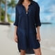 thumbnail image 1 of Mujeres Bikini Encubrimientos Tela antiarrugas dos bolsillos hebilla oculta playa blusa bikini chaqueta camisa traje de baño cardigan mujer Ygjytge para Mujer Azul T S, 1 of 6