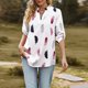 thumbnail image 5 of Ichuanyi liquidación nueva para mujeres con cuello en V estampado de plumas 3/4 manga tops ICHUANYI WER2023081606040, 5 of 9