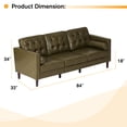 thumbnail image 7 of ACMEASE Premium Faux Leather 3-Seater Sofa with Two Bolster Pillows and Tufted Backrest, Olive Green, 7 of 7