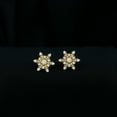 thumbnail image 3 of Rosec Jewels Moissanite Snowflake Stud Earrings for Women (D-Vs1 Quality) - with Screw Back - Ready to Gift for Christmas, 10K Yellow Gold, 3 of 8