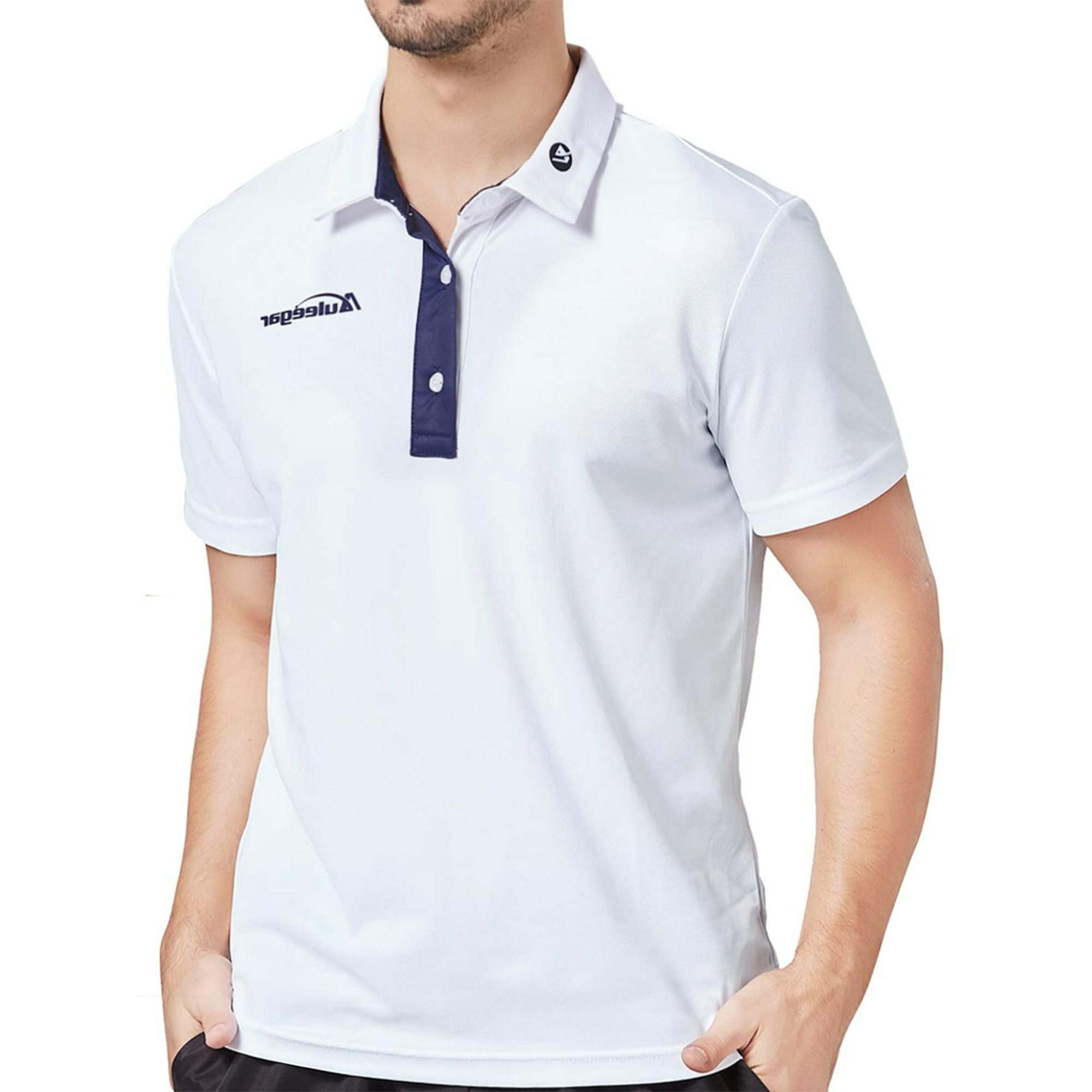 Men s Polo Shirts Short Sleeve Dry Fit Moisture Wicking Performance Golf Shirts for Men White S
