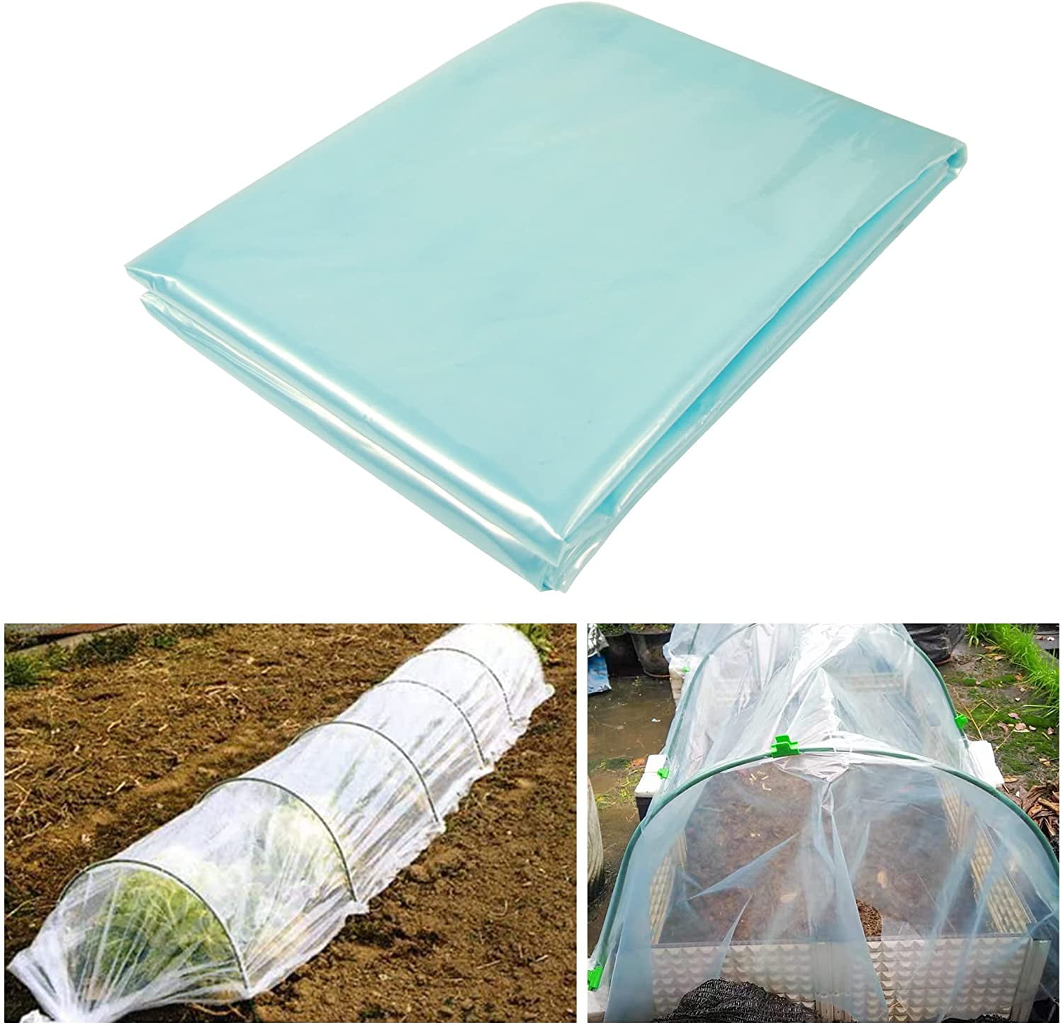 Clear Greenhouse Plastic Sheeting - 22.5m - UV Resistant Polyethylene Greenhouse Film, Hoop House Green House Cover for Gardening, Farming,