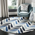 thumbnail image 2 of SAFAVIEH Soho Jaimie Chevron Wool Area Rug, Ivory/Blue, 6' x 9', 2 of 9