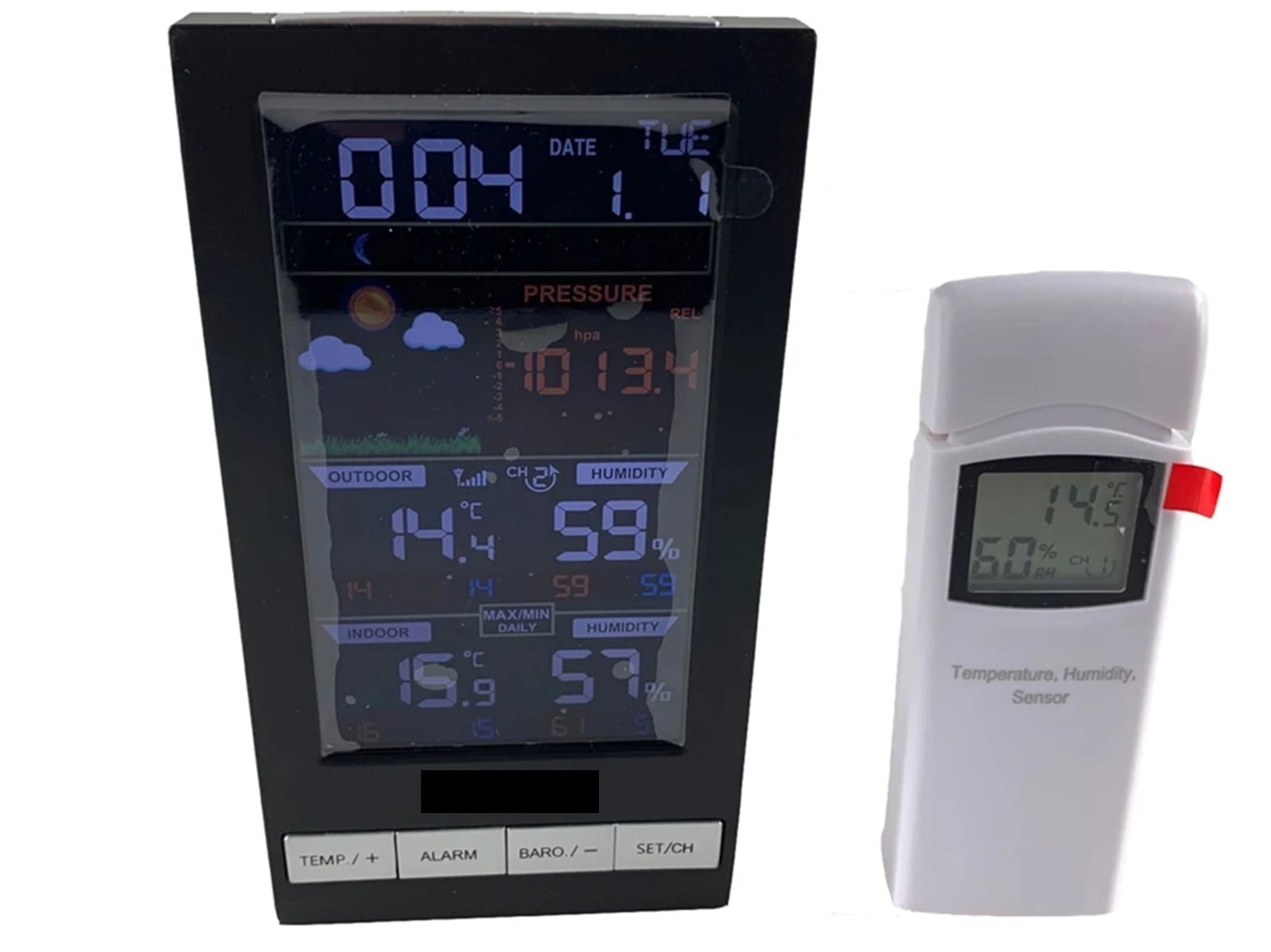 Wireless Weather Station With 1 Sensor, 3 Channels, Color Screen ,High Precision