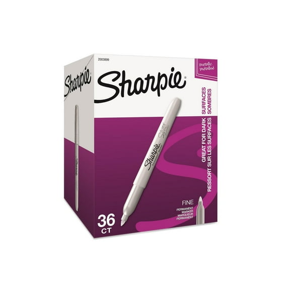 Marqueur permanent à pointe fine Sharpie®, argent métallique, paq. de 36