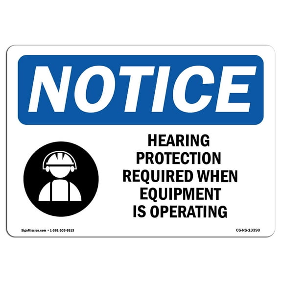 OSHA Notice Sign - Hearing Protection Required Sign With Symbol | Decal | Protect Your Business, Construction Site |  Made in the USA
