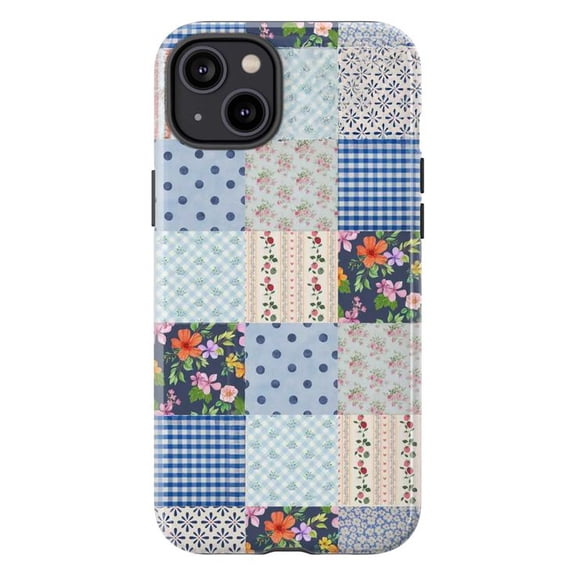 Patchwork Floral iPhone Case for iPhone 16 15 14 13 12 11 Pro Max Mini – Vintage Cottagecore Soft Protective Hard Cover
