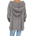 thumbnail image 4 of Gray Fashion Solid Solid Color Hooded Neck Big & Tall Women's Pullover Sweater, Women Fashion Loose Large Size Solid Color Hood Long Sleeves Sweater Tops, 4 of 5