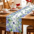 thumbnail image 5 of Purple Hydrangea Table Runner 70 Inches Long Farmhouse Dress Scarves, Spring Eucalyptus Butterfly Pastoral Dining Tablerunner for Coffee Table/Kitchen Island/Party Décor, 13" x 70", 5 of 8