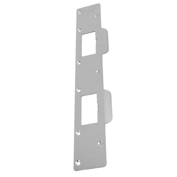 Door Strike Plate Double Holes, Heavy Duty Latch Reinforcement Plate with 9 Short Screws, Front Door Security Devices Door Latch Plate with 5-1/2 Inch to 6 Inch Hole
