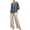 Light Blue, variant on Women's Two Piece Outfit Set Embroidered Linen Blended 3/4 Sleeve Bohemian Top and Wide Leg Pants for Women Daily