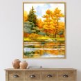 thumbnail image 2 of Designart 'Autumn Forest By The Lake Side II' Lake House Framed Canvas Wall Art Print, 2 of 5