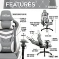 thumbnail image 3 of Techni Sport Ergonomic & Lumbar Support Swivel Gaming Chair, Grey and White, 3 of 7