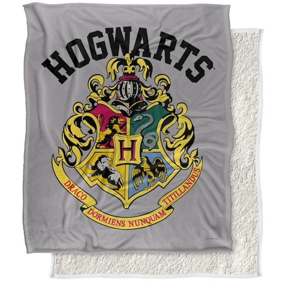 Harry Potter Blanket, 50"x60", Hogwarts Crest 2 Silky Touch Sherpa Back Super Soft Throw Blanket