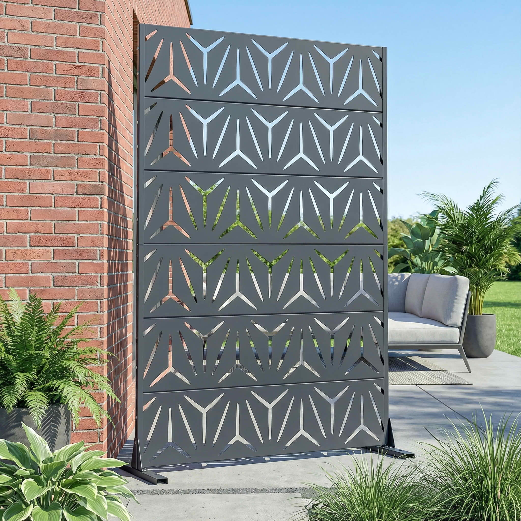 MAYEERTY 72x47 Gray Outdoor Natural Privacy Panel Screen, 6 Piece Set Natural Folding Divider for Backyard and Garden