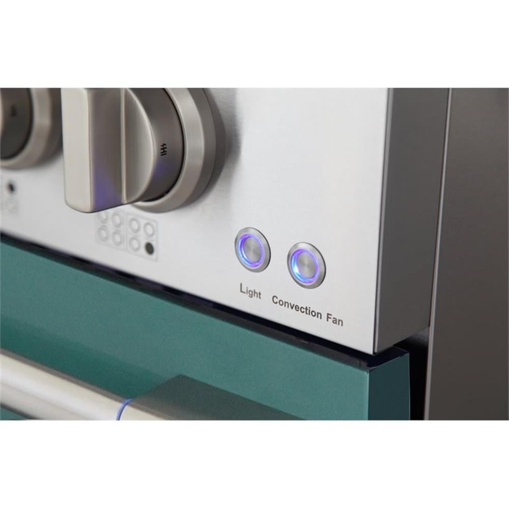 Pemberly Row 48" Stainless Steel Propane Gas Range in Silver/Green