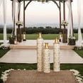 thumbnail image 4 of Vintage Gold & White Floor Vase Set (3-Piece) – 32/28/24 Inch Tall Metal Decorative Vases for Living Room Entryway | Trendy Home Decor Centerpieces, 4 of 8