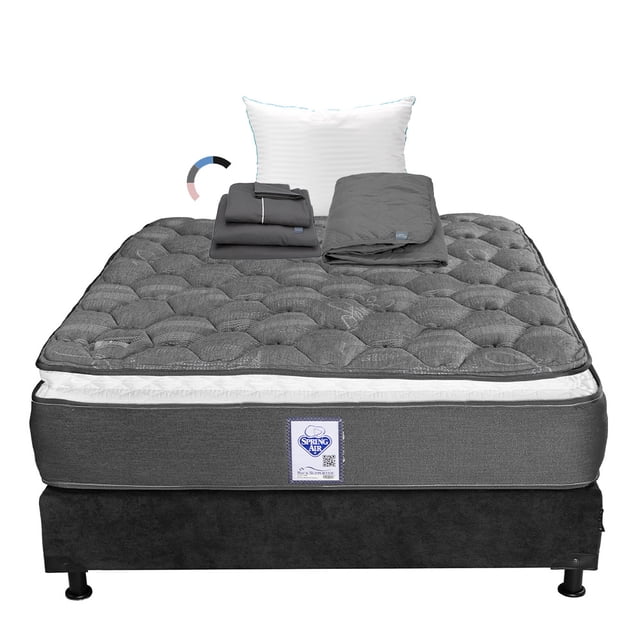 Colchón Matrimonial Spring Air Aries + Box + Almohada Royal + Protector Rogga + Sábanas Royal