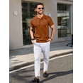 thumbnail image 3 of COOFANDY Mens Short Sleeve Knit Polo Shirts Casual Quarter Button Rib Polo Shirt Lightweight Collared T Shirt, 3 of 7