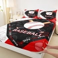 thumbnail image 3 of jejeloiu Baseball Pattern Queen Sheet Sets,Ball Sport Game Bed Set For Boys Kids 4 Pieces, 3 of 7