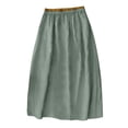thumbnail image 3 of Embroidery Maxi Skirts for Women with Pockets Midi Length Long Skirt Casual Beach Party Holiday Cotton Linen Skirt Army Green XL, 3 of 4