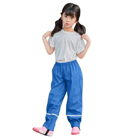 

GEZHEN Children Kids Baby Boys Girls Double Fabric Warm Rain Dungarees Windproof Waterproof Mud Breathable Bottoms Pants Trousers Lightweight Reusable Raincoat