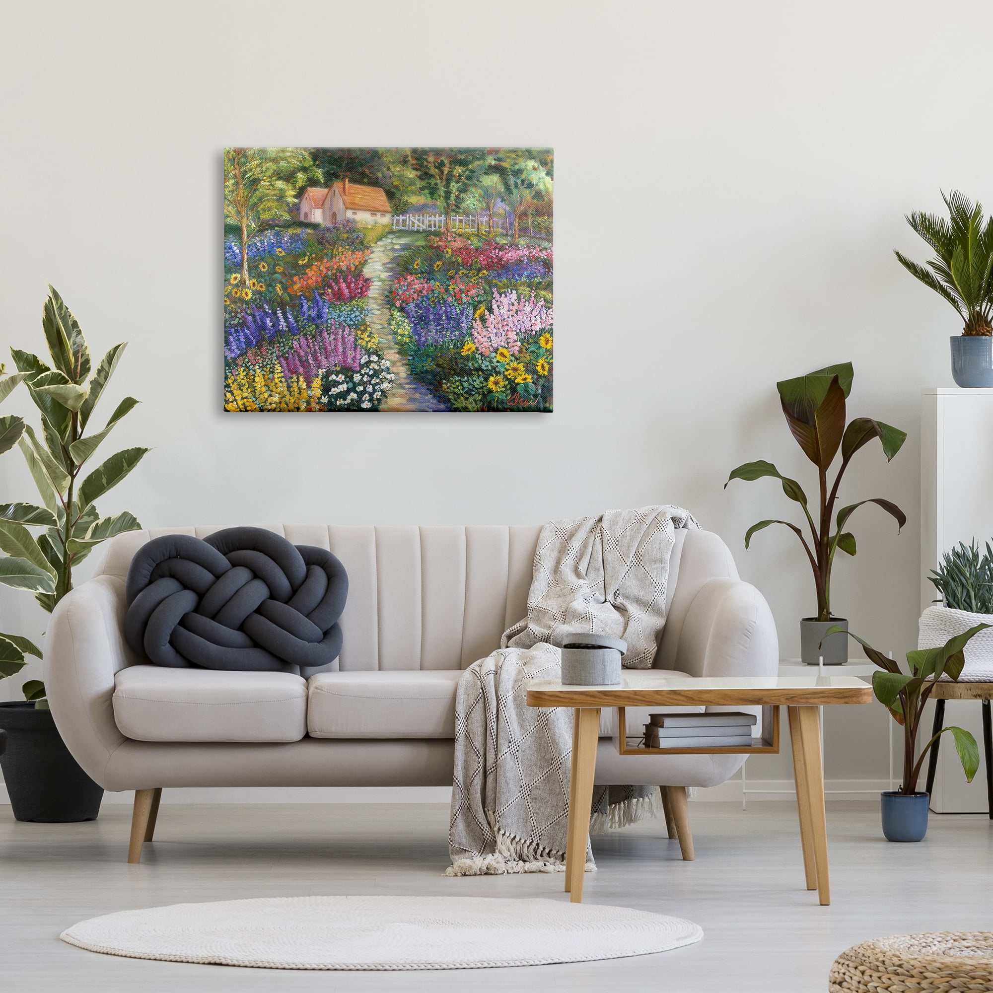 Stupell Industries Floral Cottage Gardens Landscape Painting Gallery Wrapped Canvas Art Print Wall Art, 40 x 30