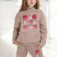 thumbnail image 2 of Girls' Clothing Sets Valentine's Day Heart Printed Long Sleeve Sweatshirts and Sweatpants Trendy Casual Comfort Toddler Outfits for Girls,Khaki,6-7 Years, 2 of 6