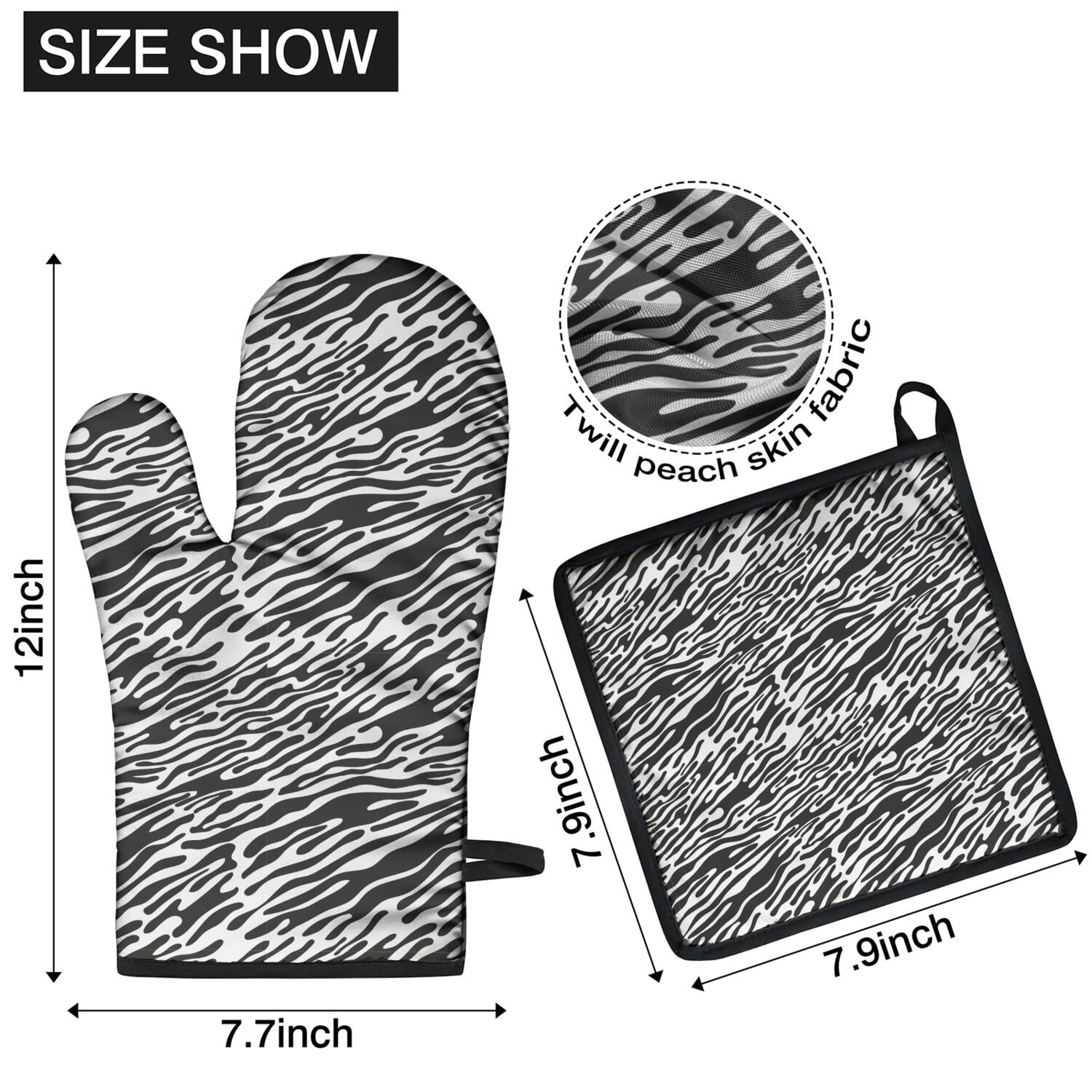 Leopard Print Oven Mitts and Pot Holders Set Of 4, Heat Resistant Kitchen Gloves with Non-Slip Grip, Hanging Loop, Soft Cotton Lining for Baking, Cooking, Grilling, Barbecue
