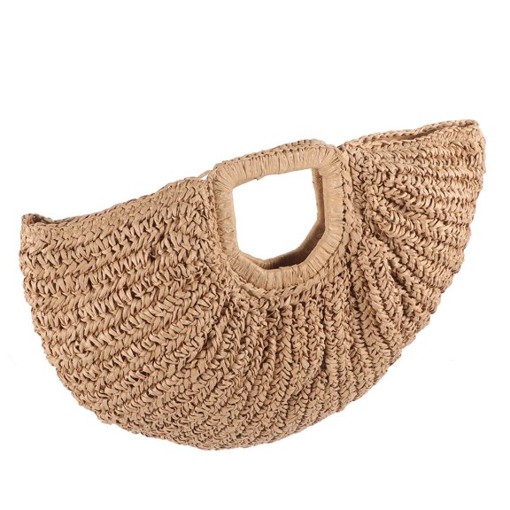 PENIKOKO 1Pcs Tote Bag for Women Moon Shape Polyester Woven Purse for Travel 18.47X12.18X0.39in