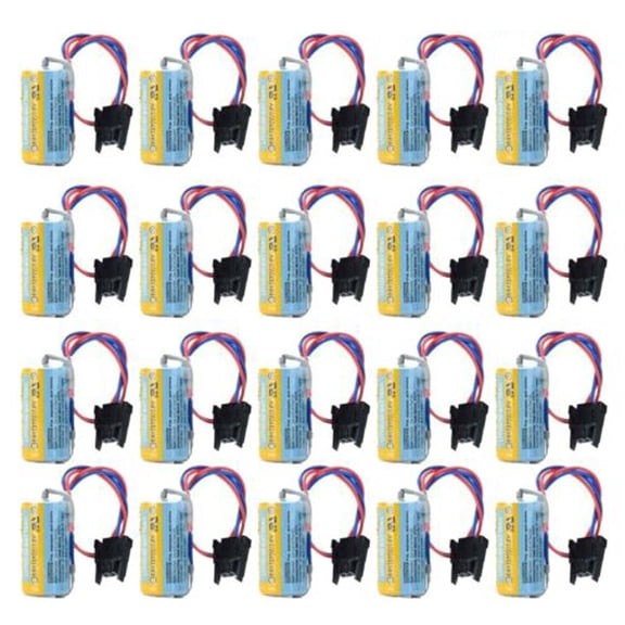 20Pcs A6BAT ER17330V/3.6V 1700mAh PLC Lithium Battery MR-BAT Lithium Battery with Plug for CNC System