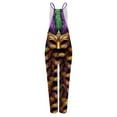 thumbnail image 4 of QATAINLAV Mardi Gras Outfit for Women Cotton Loose Fit Wide Leg Jumpsuits Casual Sleeveless Mask Graphic Print One Piece Pants with Pockets Gold M Back To College Sales, 4 of 6