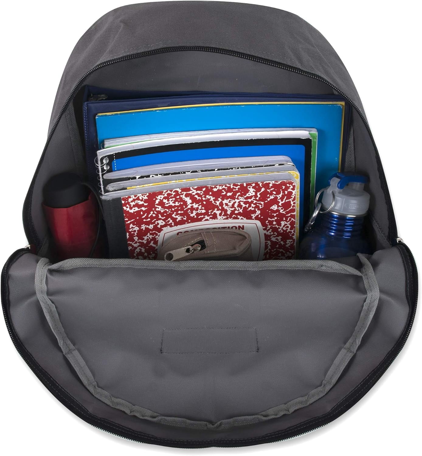 Trailmaker 24 Pack of Bulk Wholesale Basic and Classic 17 Inch Backpacks with Front Accessory Pocket, Dual Zipper Closure and Padded Adjustable Shoulder Straps for Travel in Gray
