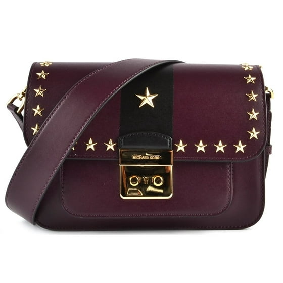 Michael Kors Sloan Editor Studded Leather Shoulder Bag Purple 30f7gs9l3y 560