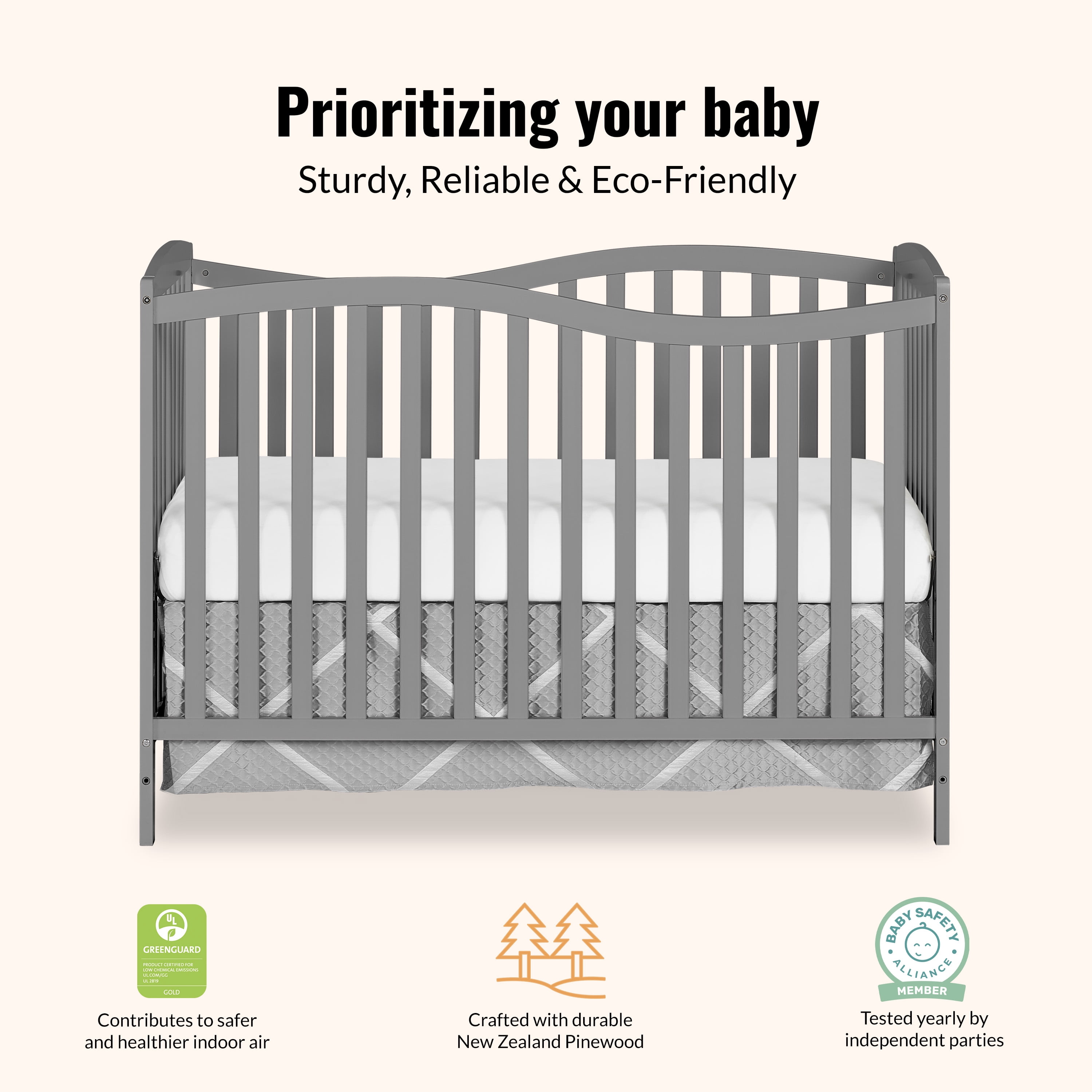 Dream On Me Chelsea 5-in-1 Convertible Crib Steel Grey