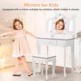 thumbnail image 6 of EastVita Kids Vanity with Lighted Mirror - Little Girls Vanity Table and Stool - Kids Makeup with Tri-Fold Mirror - Drawer and Storage Grid for 3-9 Yrs Girls - White, 6 of 6