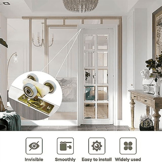 2 Pack Sliding Pocket Door Hardware Top Hanger Rollers Wheels Assembly Fit Part 1125 & 1500 Hardware Kit