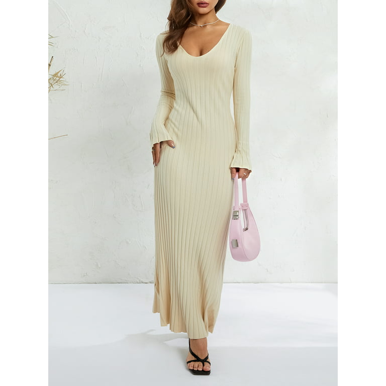  OPHPY Slimming Dresses for Women with Belly Summer Sexy  Sleeveless Ribbed Knit Bodycon Dress U-Neck Casual Slit Maxi Dresses :  Sports & Outdoors