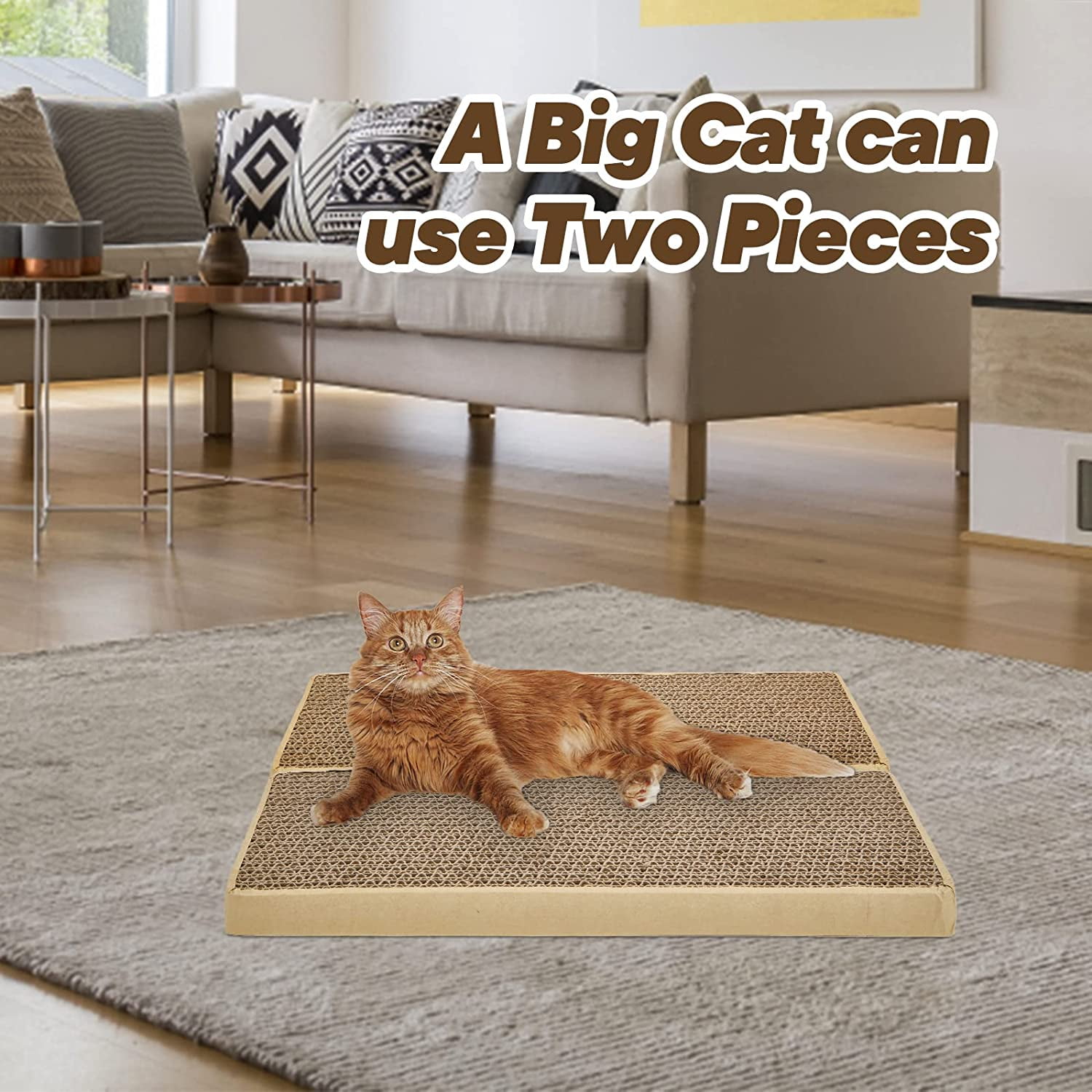 THBN HappyFreeSX Splicing Cat Scratch Pad: Cat Scratchers for Indoor Cats and Kitten, 2 Pack Cat Scratching Pad, Cat Scratcher Cardboard, Cat Scratching Pad, Premium Scratch from Cats, Double-Sided D