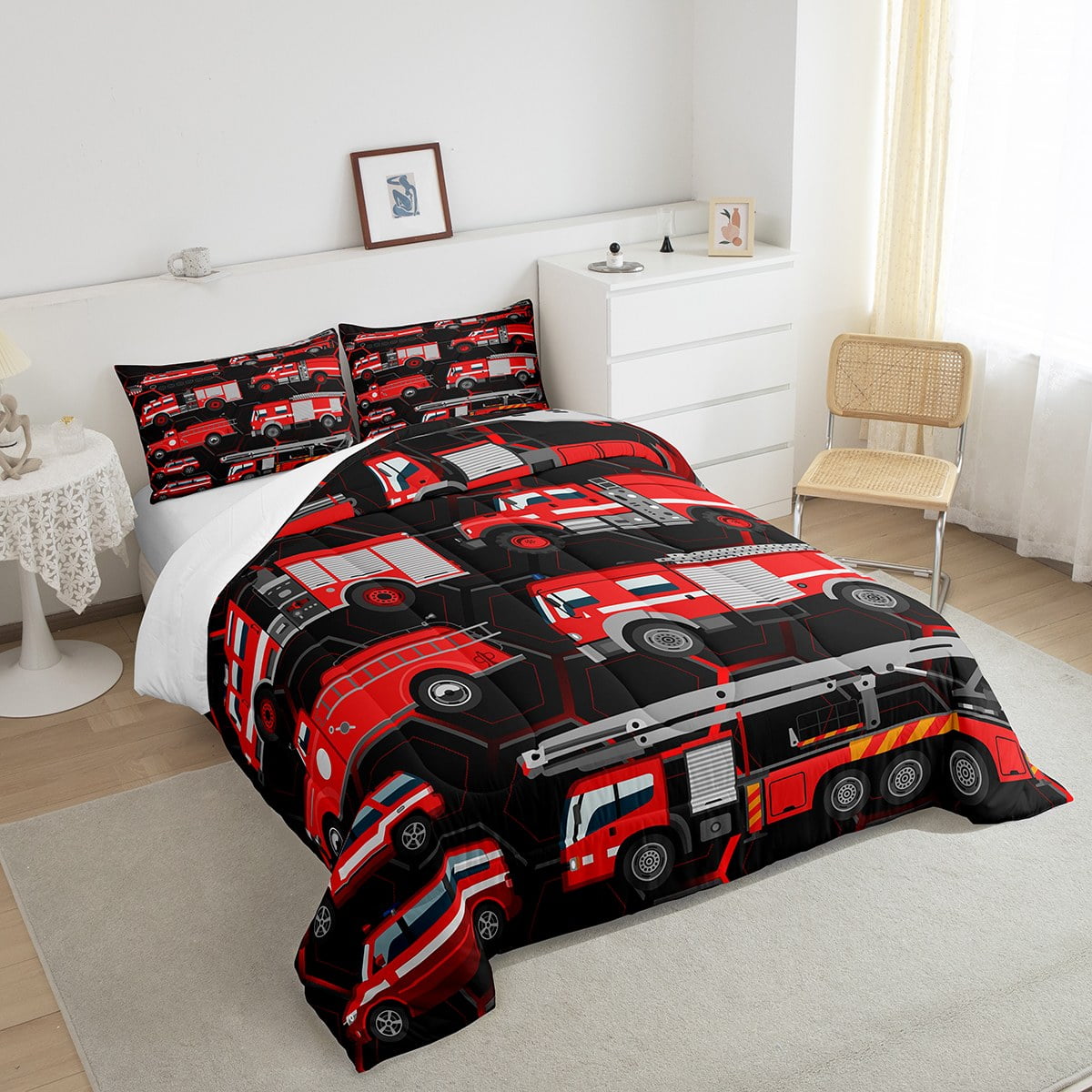 Fire truck bedding twin hot sale