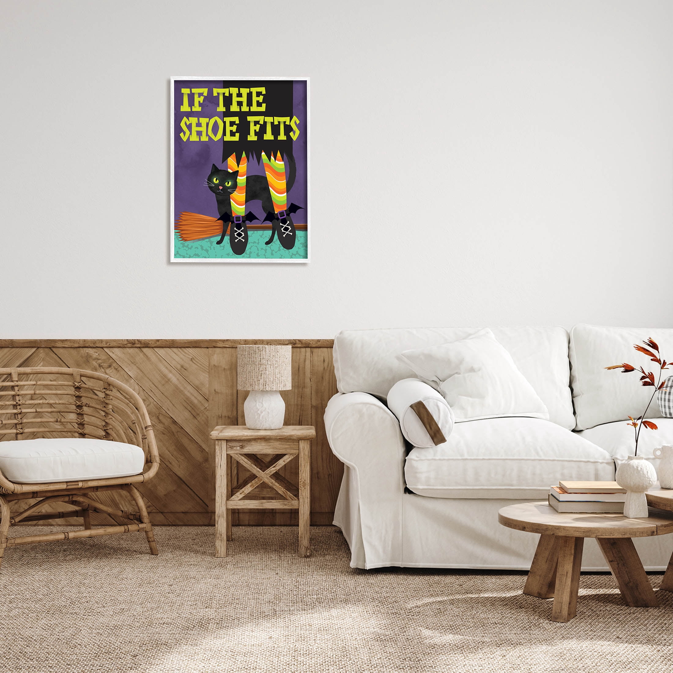 Stupell Industries If The Shoe Fits Witch Graphic Art White Framed Art Print Wall Art, Design by Linda Birtel