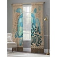 thumbnail image 4 of Summer Blue Sea Turtle Sheer Curtains 2 Panels Set Nautical Vintage Ocean Wave Compass Linen Sheer Window Curtains Light Filtering Rod Pocket Voile Drapes for Bedroom Living Room 52"X84", 4 of 8