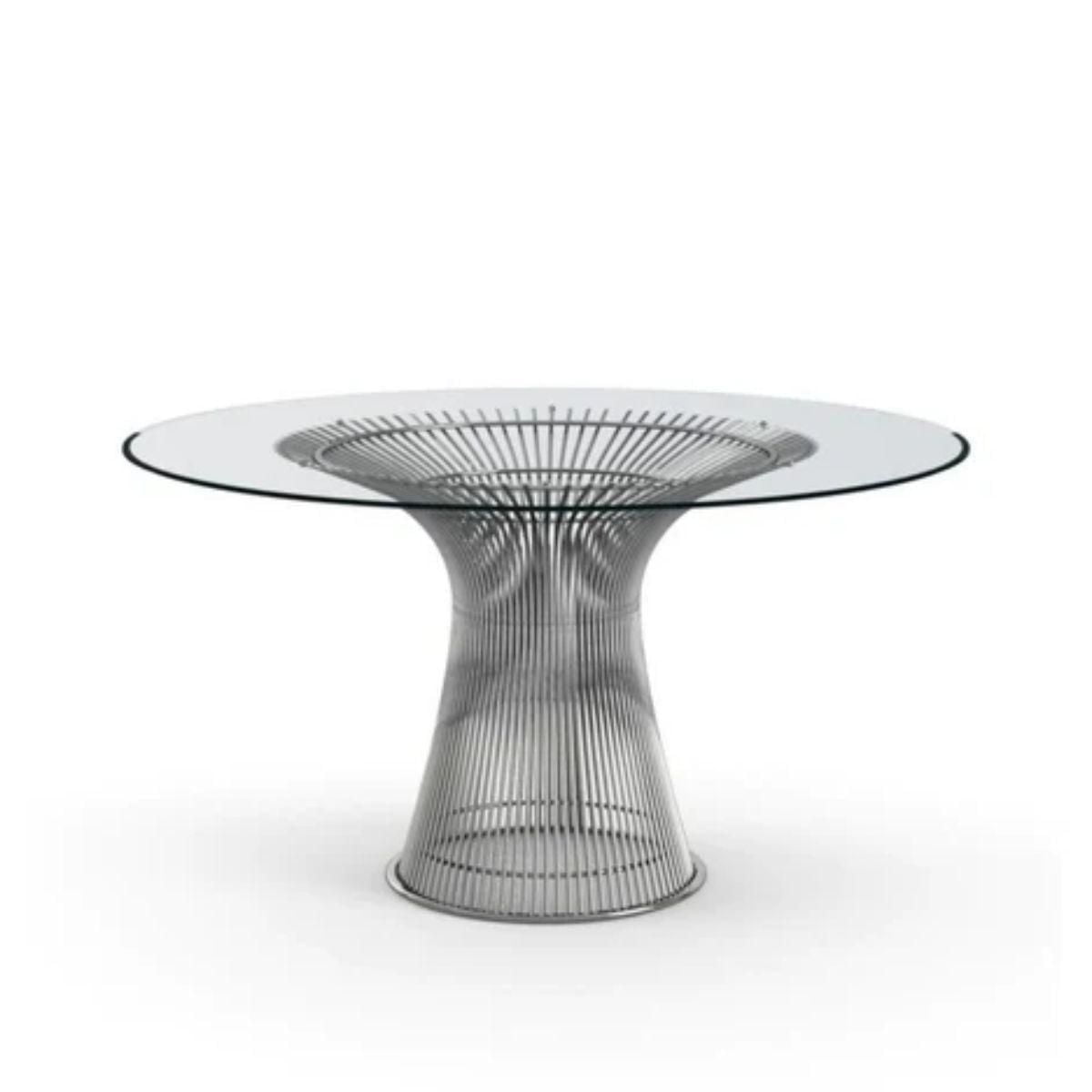 Table de salle à manger Palma avec plateau en verre trempé et base en métal chromé