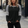 thumbnail image 5 of Yourumao Womens Crewneck Sweatshirts Color Block Lightweight Sweatshirt Striped Long Sleeve Plus Size Pullover Tops for Outdoor, 5 of 6