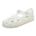 thumbnail image 2 of Jinhomg Jelly Sandals for Girls Closed Toe Summer Vacation Shoes Low Heel Fisherman Water Beach Flats Silver 4 Years, 2 of 5